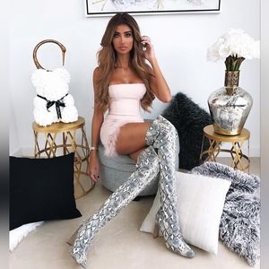 Meshki Maya Thigh High Snake Print Boot Size 6